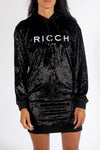 Robe en velours à logo brodé